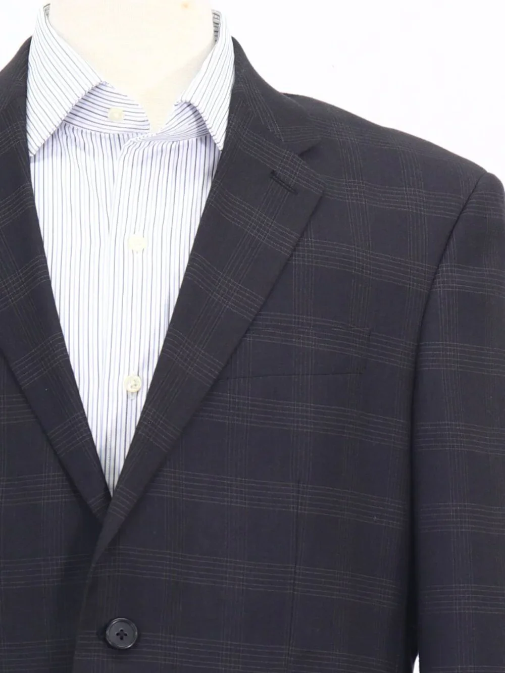 Perry Ellis 44R Gray Blazer Sport Coat Jacket 2-Button Check W876